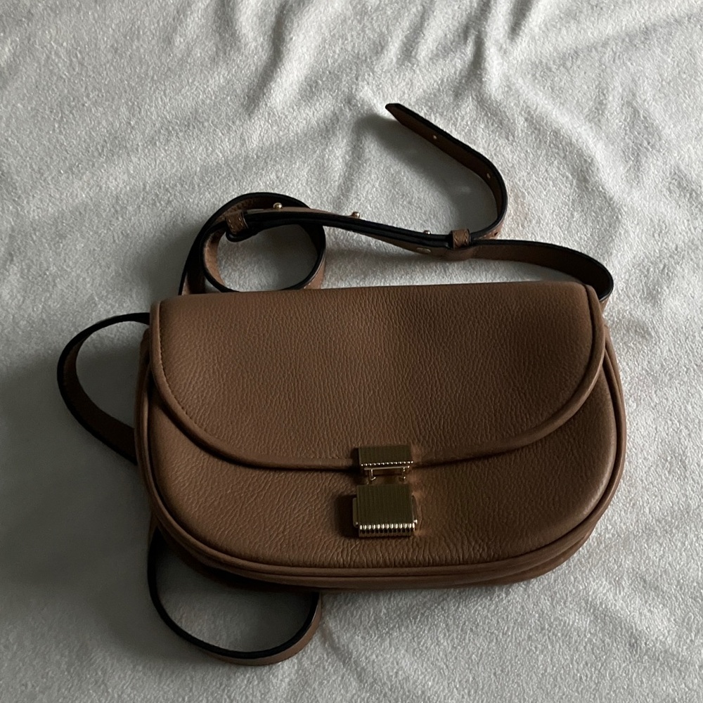 Camel Leather Crossbody Bag